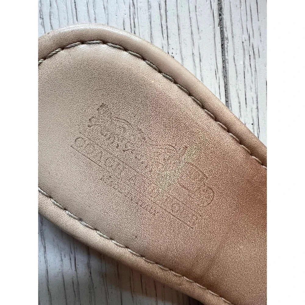 Coach women's size 6‎ black leather slide flat sandals. Boho. Beach. Casual.
